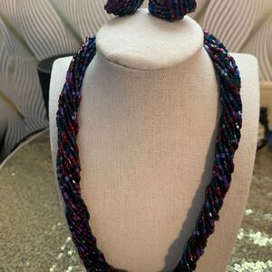 Multicolor Beaded Necklace and Earring Set